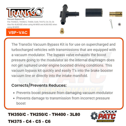 Pressure Bypass Kit- Turbo/Blower Use - TransGo VBP-PAC