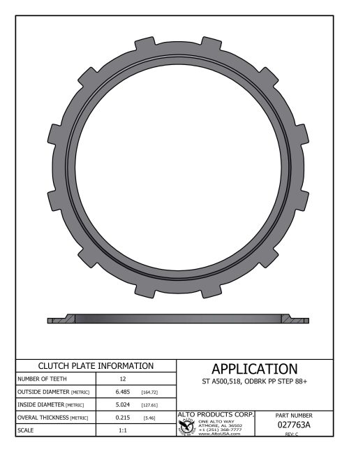 027763A, 46RE / 47RE / 48RE Alto Overdrive Brake Pressure Plate, 2003-On (Bottom, Stepped)