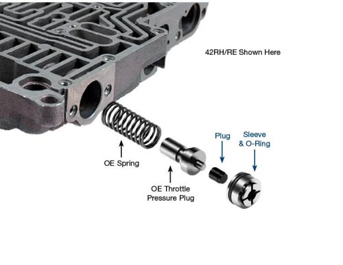 42RE / 42RH / 44RE / 44RH / 46RE / 46RH / 47RE / 47RH / A727 Line Pressure Plug & Sleeve Kit, Sonnax 22229-01K. Shop On Our website For More A727 Products!