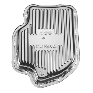 TH400 Chrome gm turbo 400 transmission pan – finned & 4″ deep (adds 2 1/2 qts) #R9196