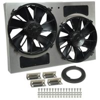 Derale 16826 High Output Dual 12" Electric RAD Fan / Aluminum Shroud Kit - 25-5/8"W x 17-1/8"H x 4"D.