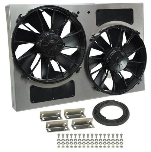 Derale 16826 High Output Dual 12" Electric RAD Fan / Aluminum Shroud Kit - 25-5/8"W x 17-1/8"H x 4"D.