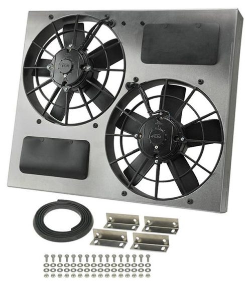 Derale 16830, High Output Dual 11'' Electric RAD Fan/Aluminum Shroud Kit