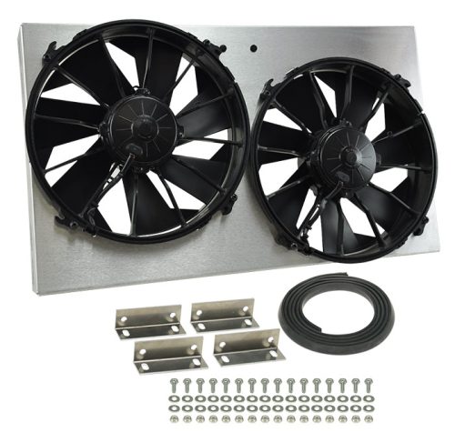 Derale 16825 High Output Dual 12 Inch Electric Radiator Fan, Aluminum Shroud Kit