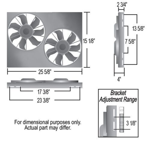 Derale 16825 High Output Dual 12 Inch Electric Radiator Fan, Aluminum Shroud Kit.