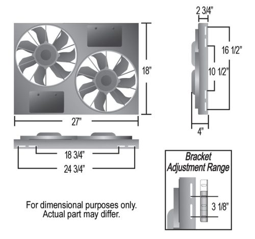 Derale High Output Dual Radiator Fan and Shroud Kit 16837.