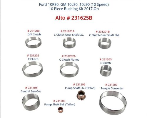 231625B, 10R80 / 10L80 / 10L90 (10 Speed) Alto 11 Piece Bushing Kit, 2017-On