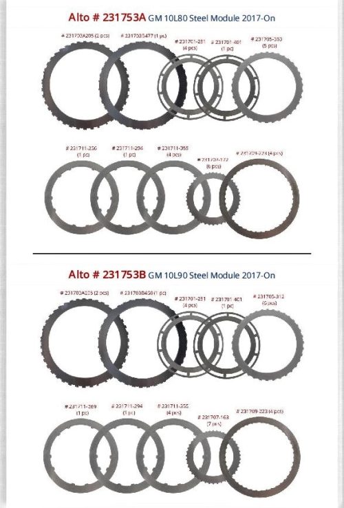 Alto Numbers 231753A, 231753B - GM 10L80, 10L90 Steel Modules.