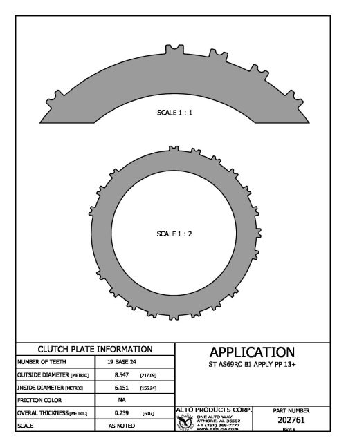 202761, AS69RC Alto B1 Apply Pressure Plate, 2013-On