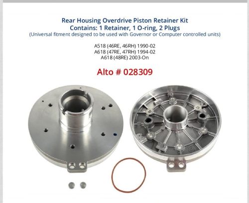 028309, 46RE / 46RH / 47RE / 47RH / 48RE Alto Rear Housing Overdrive Piston Retainer Kit