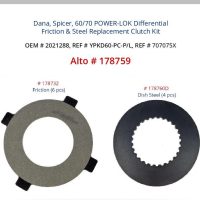 Dana, Spicer 60 or 70 POWER-LOK Differential Friction and Steel Replacement Clutch Kit, Alto 178759