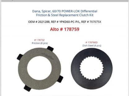 Dana, Spicer 60 or 70 POWER-LOK Differential Friction and Steel Replacement Clutch Kit, Alto 178759
