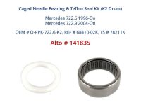 722.6 722.9 NAG1 W5A580 W5A330 Caged Needle Bearing and Teflon Seal Kit Alto Number 141835. For the K2 Clutch Drum in Mercedes 722.6 1996-On and Mercedes 722.9 2004-On.