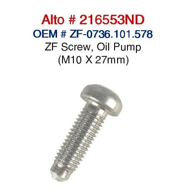ZF Oil Pump Screws Alto 216553ND, OEM ZF-0736.101.578. 7 Per Set (M10 X 27mm)