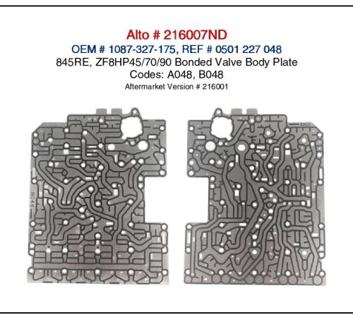 216007ND, 845RE / ZF8HP45 / ZF8HP70 / ZF8HP90 Alto Bonded Valve Body Separator Plate, 2009-On